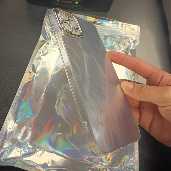 iPhone 11 Pro Max Silver Iridescent Glossy Plastic Back Case Cover - Picture 5 of 8